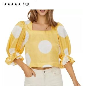 Vero Moda Yellow and White Polka Dot Blouse brand new with tags